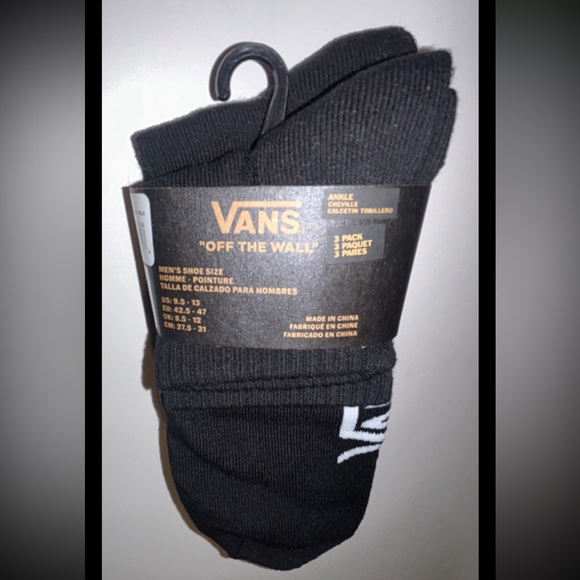 Vans Off The Wall Ankle Socks 3 Pair Men 9.5-13 Black w White Logo Skate RideNEW - Picture 11 of 11